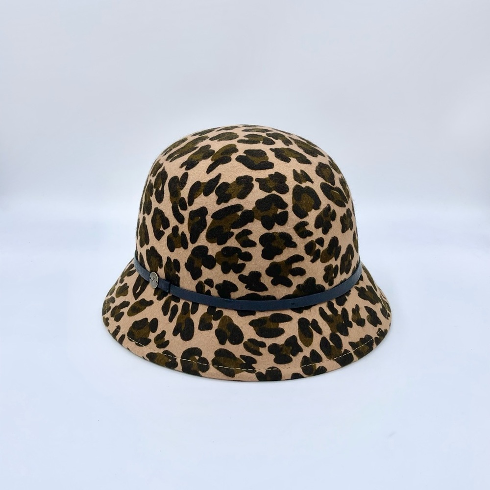 Karen Kane Leopard Print Wool Felt Cloche Flapper Gatsby Hat Women’s OSFM
